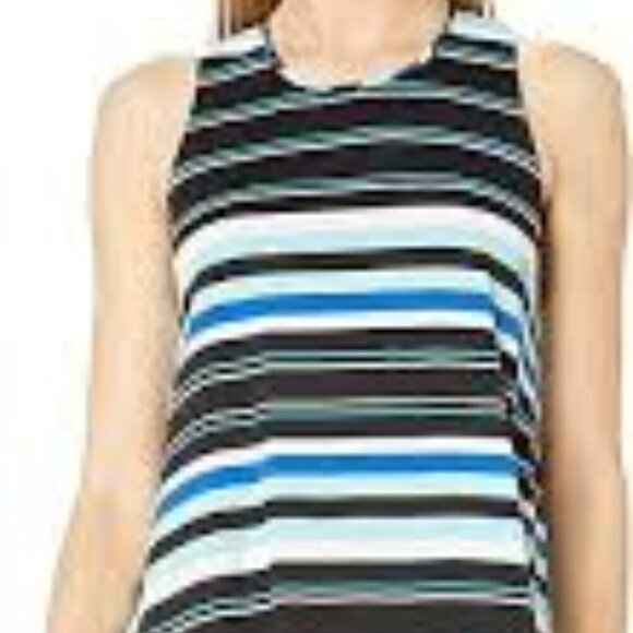 New,  Anthropologie Rose + Olive Chiffon Striped Layered Top - Picture 3 of 13